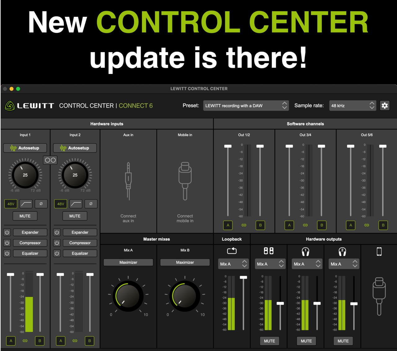 New Control Center for Lewitt Connect 6